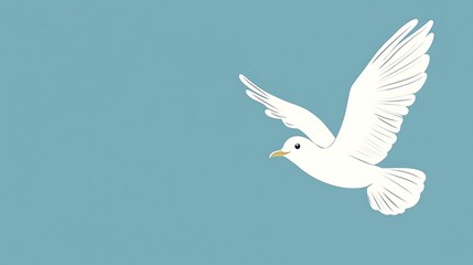 Fototapeta premium White Dove in Flight Against Pastel Sky, Peaceful Symbol, Ideal for Inspirational Content