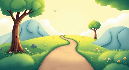 Naklejka premium Path to goal, success, winning and religious Road for peace and personal growth. banner background for leadership