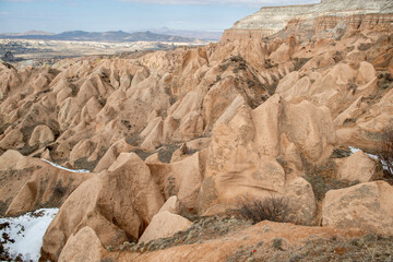 Rock formations of the Red Valley (Valley of Roses), Cappadocia, Turkey 