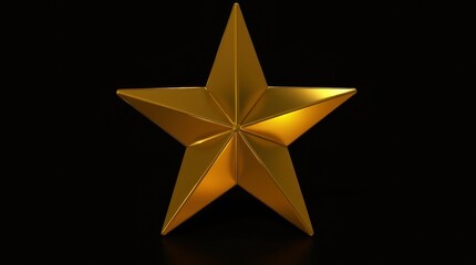 Obraz premium a shiny, three-dimensional golden star on a black background. The star has a smooth surface, reflecting light and creating a vibrant, eye-catching effect.