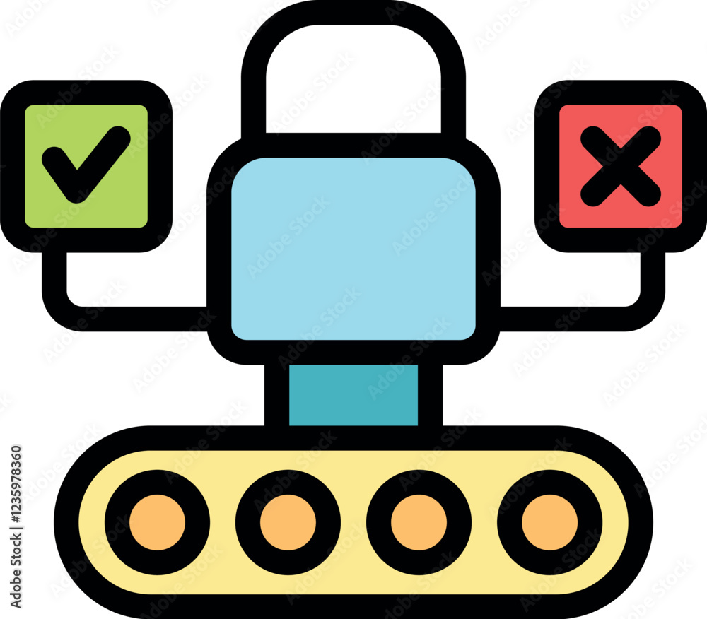 Poster data processing controlled by a padlock, receiving positive and negative feedback, ensuring secure a