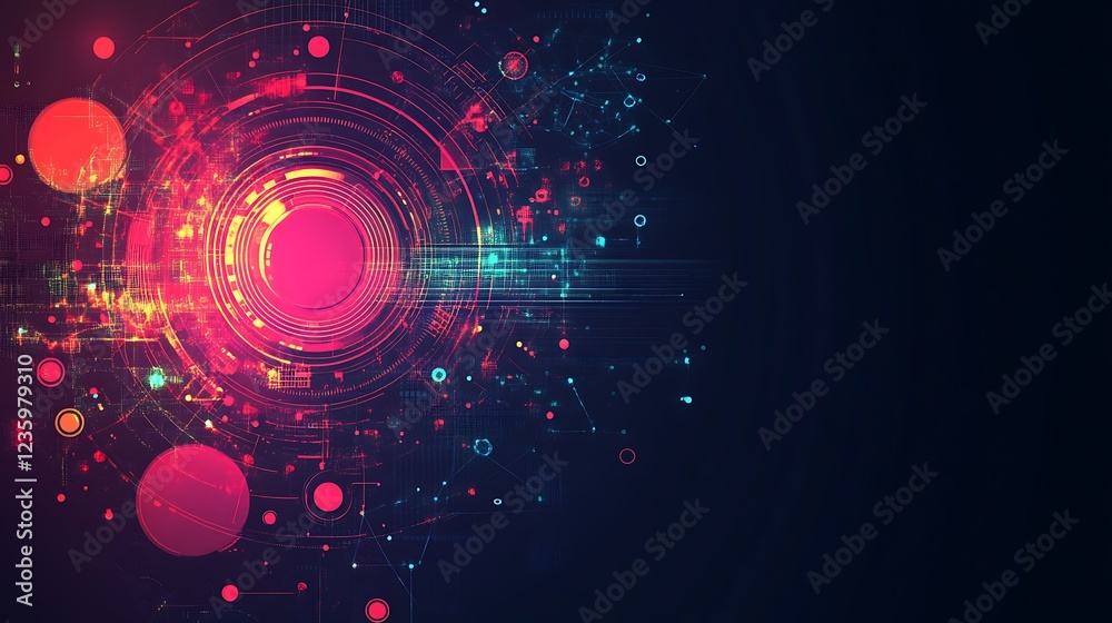 Poster abstract technology background with glowing circles