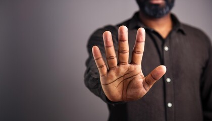 man hand stop sign, warning concept, refusal, caution, symbolic communication, preventing subsequent problems new