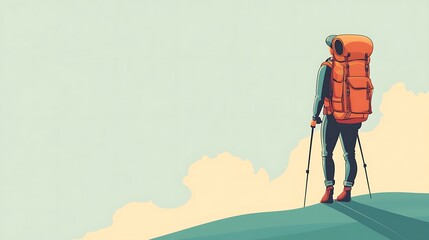 Hiker on hilltop, serene landscape, outdoor activity, travel inspiration