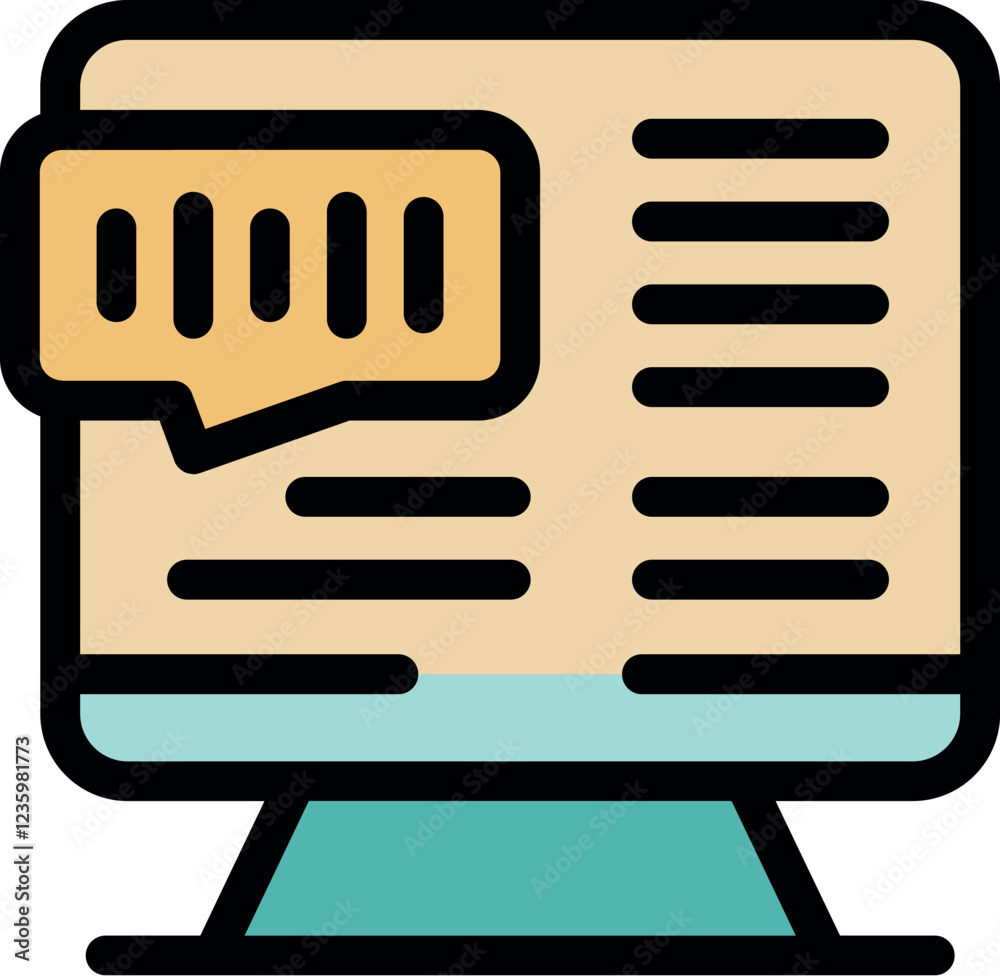 Poster encrypted data displayed on a computer screen with a speech bubble, symbolizing secure communication