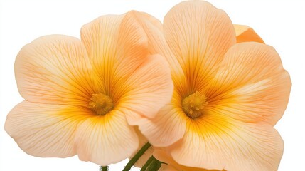 Obraz premium Peach Colored Flowers Close Up Soft Lighting and White Background