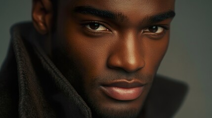 Stylish black man in a jacket, modern aesthetic, clean and confident look.