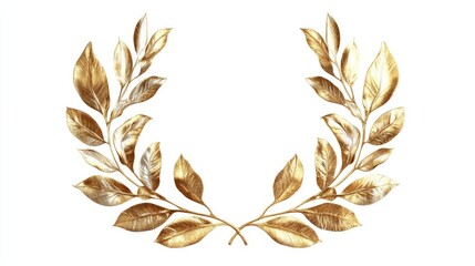 Winner golden wreath leaves ornament card icon on