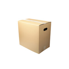 Obraz premium Brown Cardboard Box with Handle on White Background for Packing