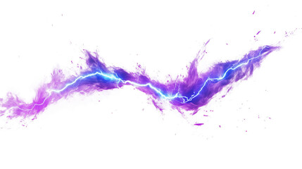 Electric blue with purple lightning bolt streaks on white & transparent a background.
