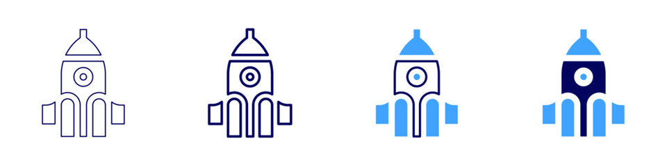 Rocket aspirations icon in 4 different styles. Thin Line, Line, Bold, and Bold Line. Duotone style. Editable stroke