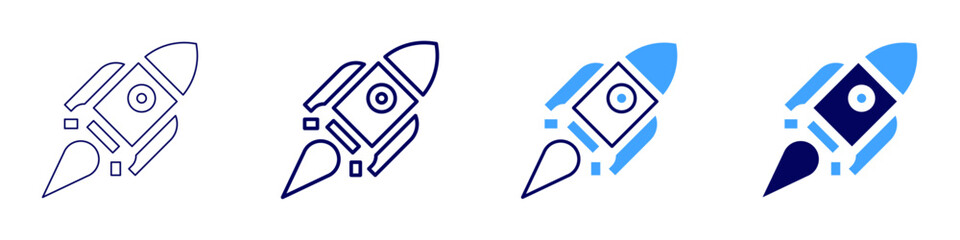 Rocket challenges icon in 4 different styles. Thin Line, Line, Bold, and Bold Line. Duotone style. Editable stroke