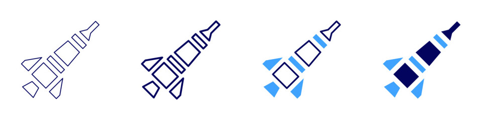 Rocket commercialization icon in 4 different styles. Thin Line, Line, Bold, and Bold Line. Duotone style. Editable stroke