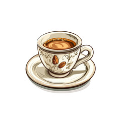 Fototapeta premium Elegant Coffee Cup with Saucer and Coffee Beans Illustration