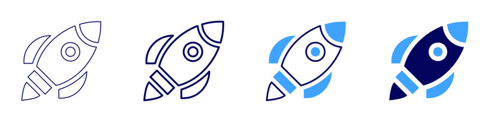 Rocket ecosystems icon in 4 different styles. Thin Line, Line, Bold, and Bold Line. Duotone style. Editable stroke