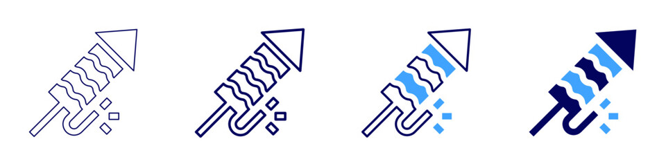 Rocket fuels icon in 4 different styles. Thin Line, Line, Bold, and Bold Line. Duotone style. Editable stroke