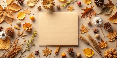 Autumnal Elements Frame a Blank Paper for Creative Inspiration