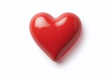 Fototapeta premium shiny red heart shaped object on plain white background