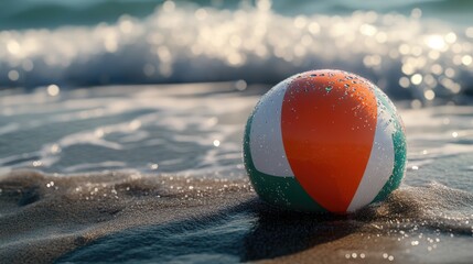 Obraz premium Beach Ball Serenity with A Summer's Day by the Ocean