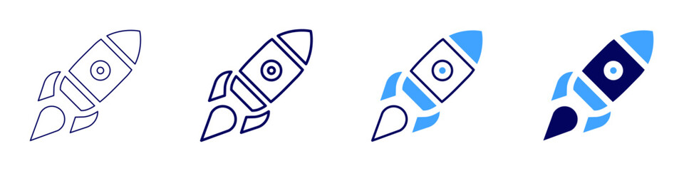 Rocket recycling icon in 4 different styles. Thin Line, Line, Bold, and Bold Line. Duotone style. Editable stroke