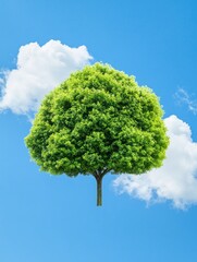 Trees as Earth's Natural Air Filters - This image illustrates a lush green tree symbolizing nature's role in air purification, vitality, environment, sustainability, and growth.