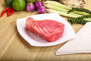 Raw fresh tuna steak for grill