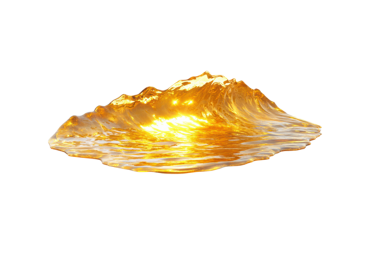 A beautiful sunset over a golden ocean, the light of the setting sun making the water appear as liquid gold, with gentle waves reflecting the radiant light