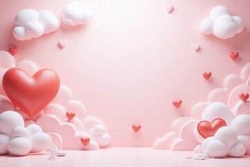 romantic scene with layered paper cutouts hearts clouds