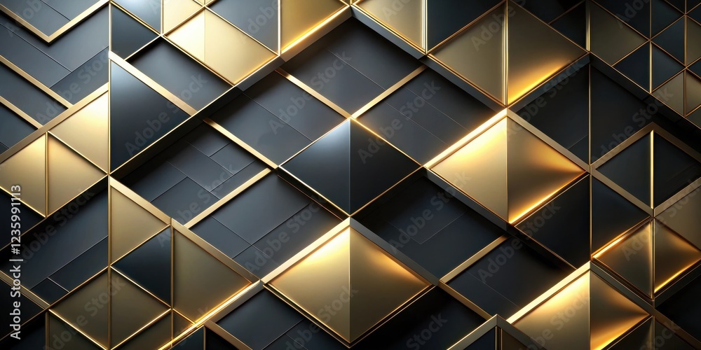 Aufkleber A geometric pattern of black and gold triangles with a subtle shine creates a luxurious and modern background