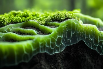 Intricate Green Moss and Algae Formation on a Natural Surface
