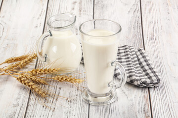 Organic milk in the glass