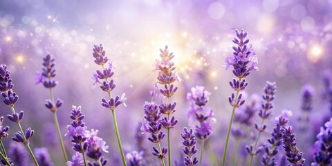 Obraz premium Enchanting lavender blooms bathed in ethereal sunlight with a delicate dusting of magic shimmering through the air