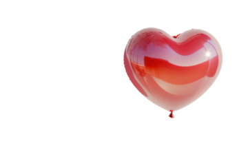 A smooth, glossy red heart balloon floating in mid-air, casting a soft shadow below it, with a gradient effect where the red fades into a pink tint