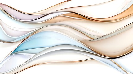 Abstract Pastel Wave Background Elegant Swirling Curves in Soft Blue Beige and Gold Hues