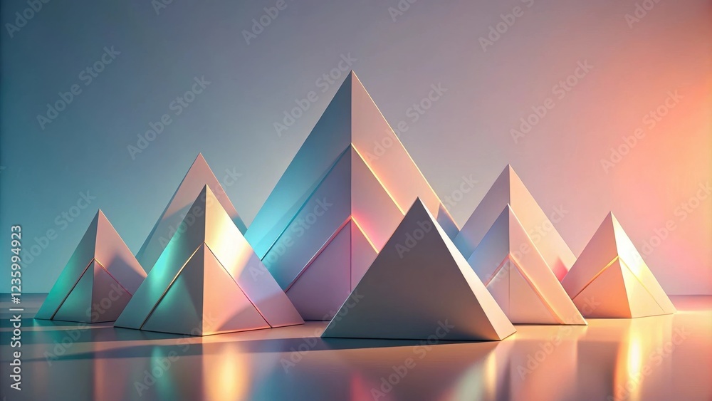 Poster Abstract Geometric Shapes with a Warm Glow and Reflections on a Smooth Surface