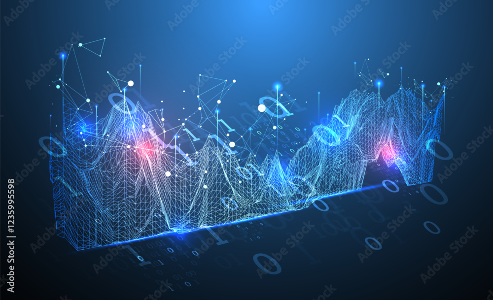 Aufkleber Big Data. Abstract digital futuristic vector illustration on technology background. Data mining and management concept. Hand drawn art.