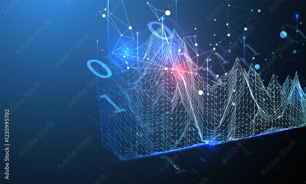 Leinwandbilder Big Data. Abstract digital futuristic vector illustration on technology background. Data mining and management concept. Hand drawn art.