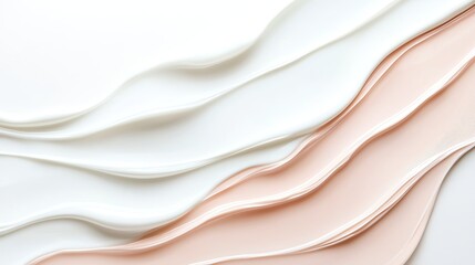 Obraz premium Abstract pastel waves in soft pink and white create a soothing and elegant background for design purposes.
