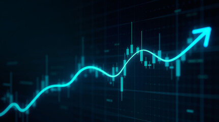Abstract stock market chart with red and blue candles blurred background.  The concept is of finance, investment, trading, and volatility. Suitable for business, finance, and technology content