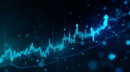 Abstract stock market chart with red and blue candles blurred background.  The concept is of finance, investment, trading, and volatility. Suitable for business, finance, and technology content