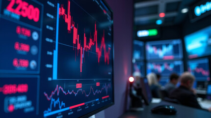  Stock market chart showing downward trend indicating a potential economic loss. Concept is of finance, investment, market decline, and economic downturn. Suitable for business and finance content