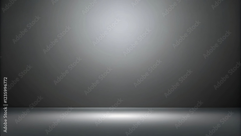 Poster A Simple Gray Background With A Single Light Source In The Center, Perfect For Displaying Products Or Creating Minimalist Designs