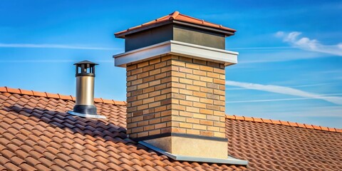 Chimney cap with insulation on a modern roof, exterior roofing