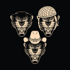 panther tattoo flash vector design