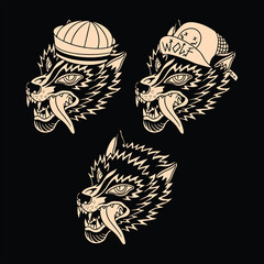 wolf tattoo flash vector design © Doni pacoceng
