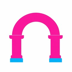 Fototapeta premium Minimalist pink and blue arch icon on white background.