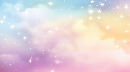Fototapeta premium Dreamy Pastel Background with Stars and Soft Clouds Ideal for Creative Projects, Invitations, and Digital Designs