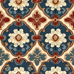 Elegant asian seamless pattern motif textile design decorative art colorful environment top view cultural aesthetics