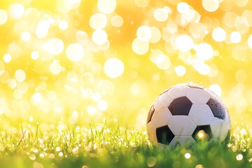 Fototapeta premium Soccer Ball on Grass in Sunlight