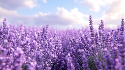 Fototapeta premium Lavender field under a cloudy sky. Use for nature backgrounds